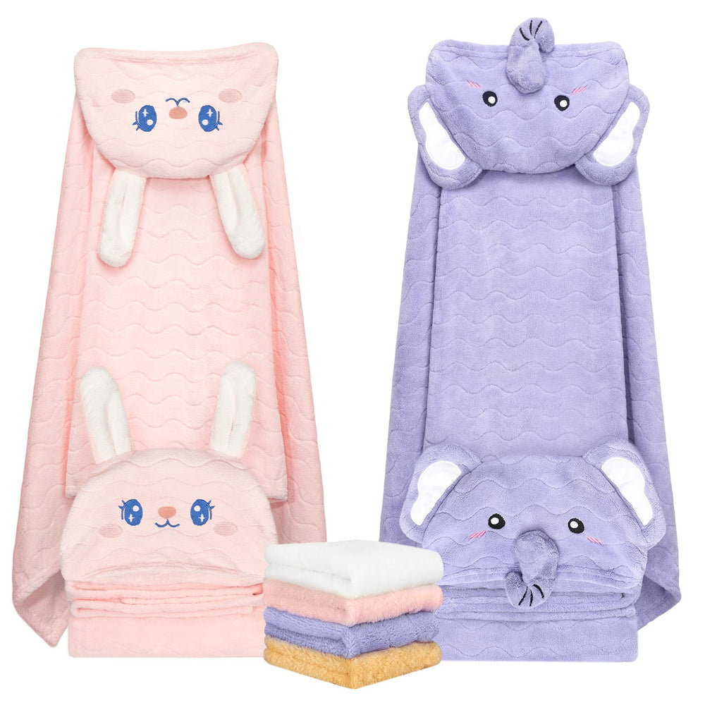 CandyHome toddler hooded rabbit towel for cozy bath time warmth.