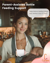 Canela Cane bottle support angle adjustment demonstrates customizable comfort during feeding.