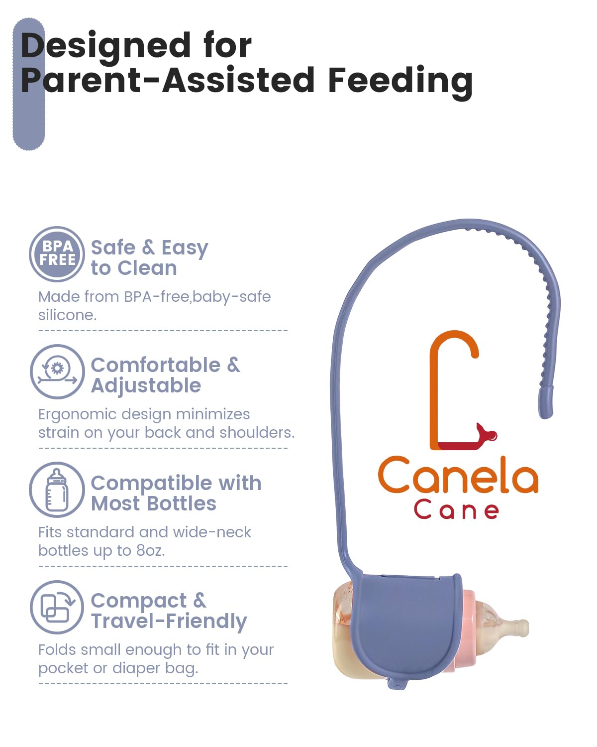 Canela Cane fits standard and wide-neck bottles for versatile everyday feeding.