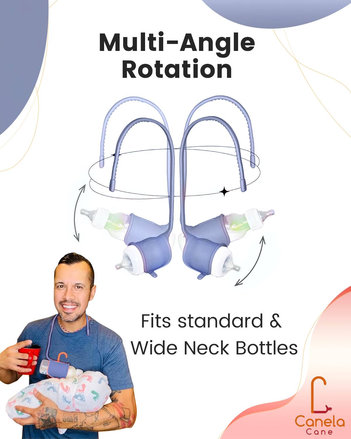 Canela Cane non-slip silicone holder provides secure grip for steady feeding sessions.