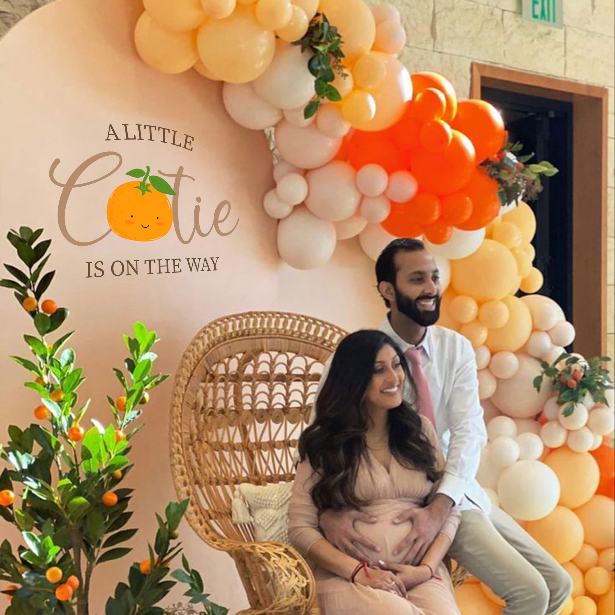CANTLY A Little Cutie Is On The Way wall sticker adds festive orange vibes.