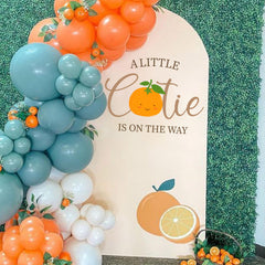 CANTLY A Little Cutie Is On The Way gender reveal backdrop decal.
