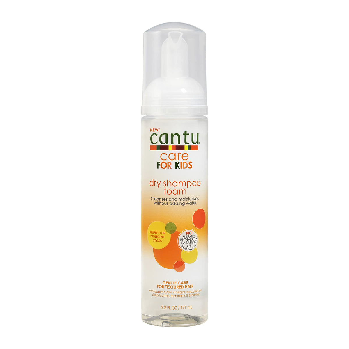 Cantu Kids Cowash Foam bottle front showing gentle cleansing for kids