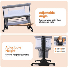 CAPAKIDDO bedside-sleeper with rocking mode provides a soothing cradle-like feel.