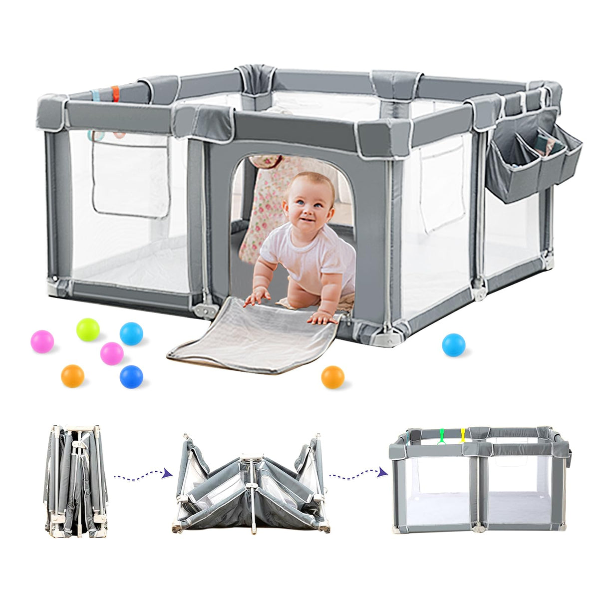 CAPAKIDS foldable playpen setup for quick tool-free assembly.