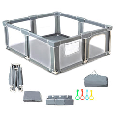 CAPAKIDS playpen mat inside provides cushioned space for babies.