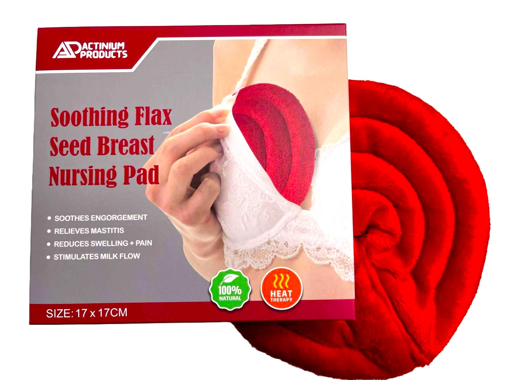 Capibaras flax-lavender pads on breast illustrating comfortable heat or cold therapy.