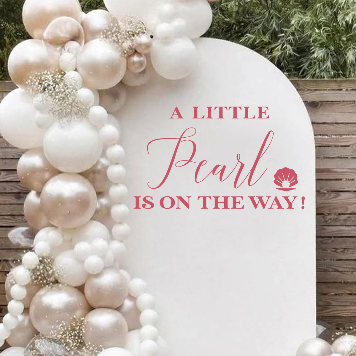 Capiont A Little Pearl decal on wall for elegant baby shower decor