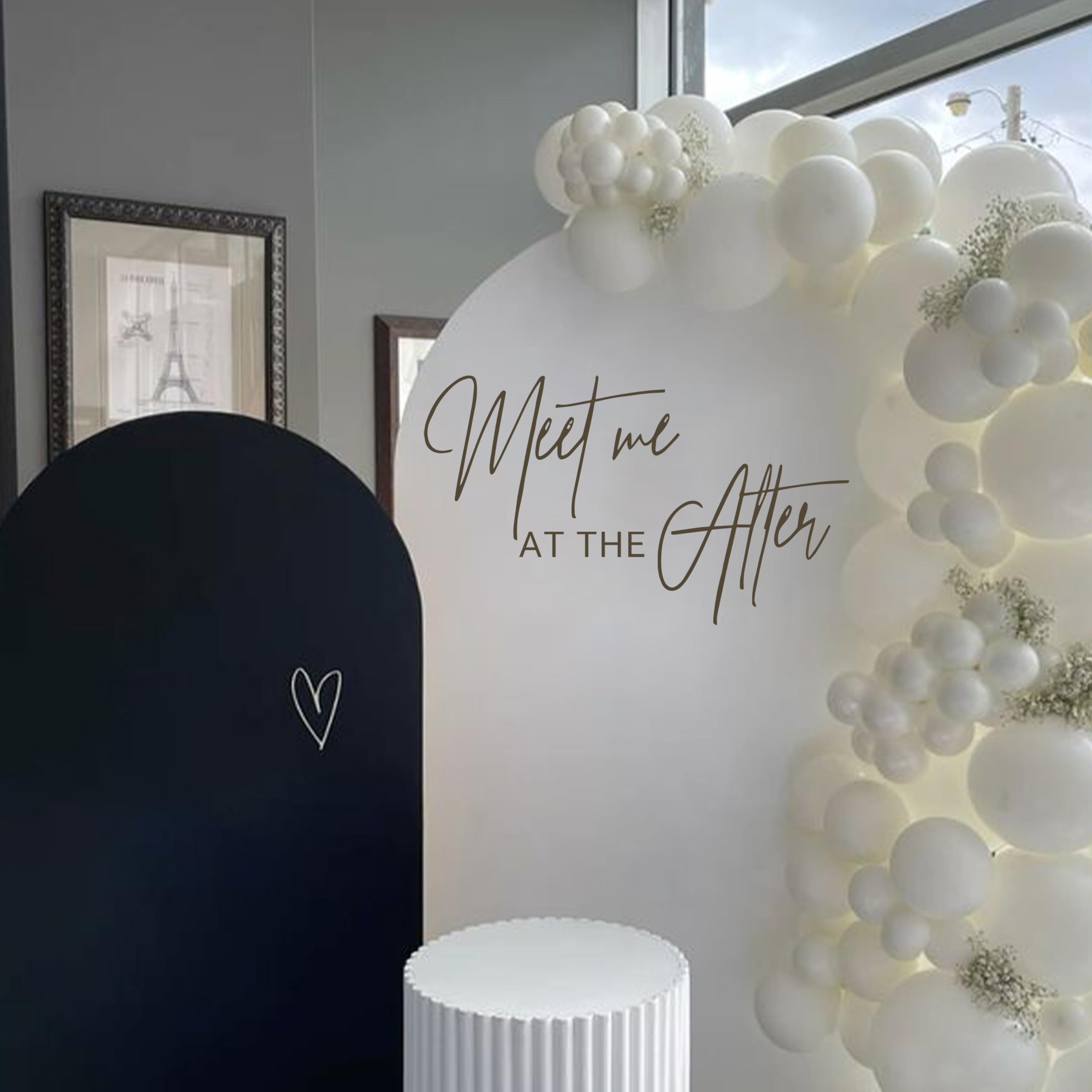 Capiont Meet Me at The After balloon arch photo props for celebrations