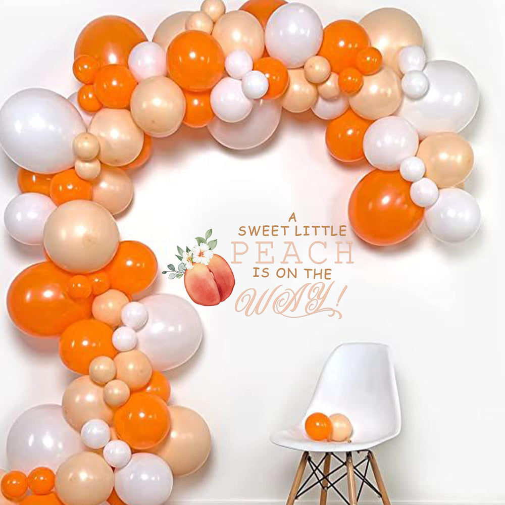 Capiont Sweet Little Peach Is On The Way decal with a big peach for festive baby shower decor