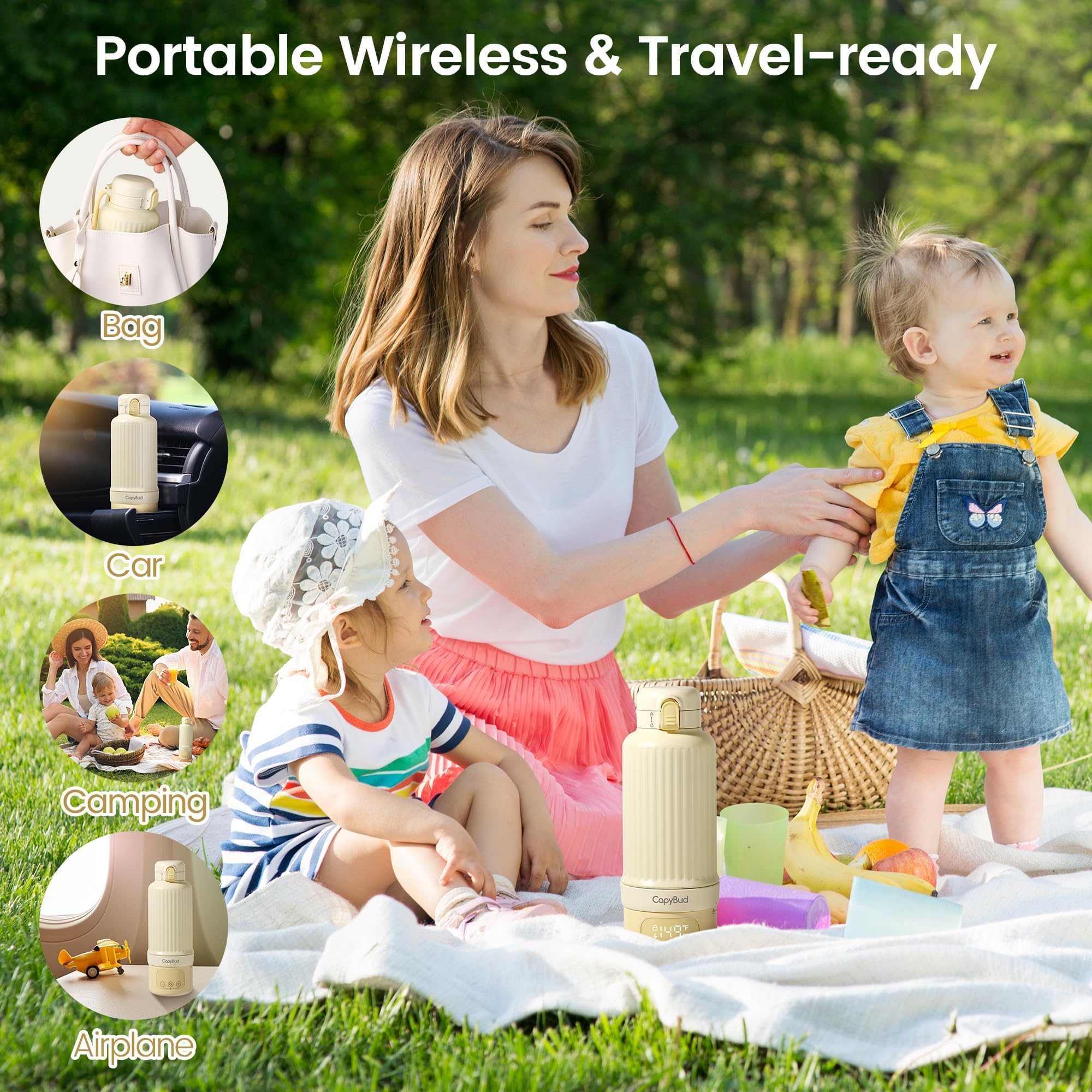 CapyBud bottle warmer packed in a travel bag for outdoor trips