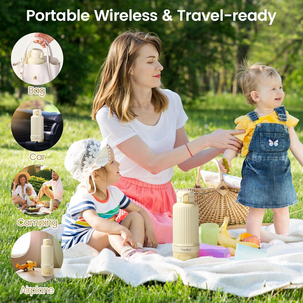 CapyBud bottle warmer packed in a travel bag for outdoor trips