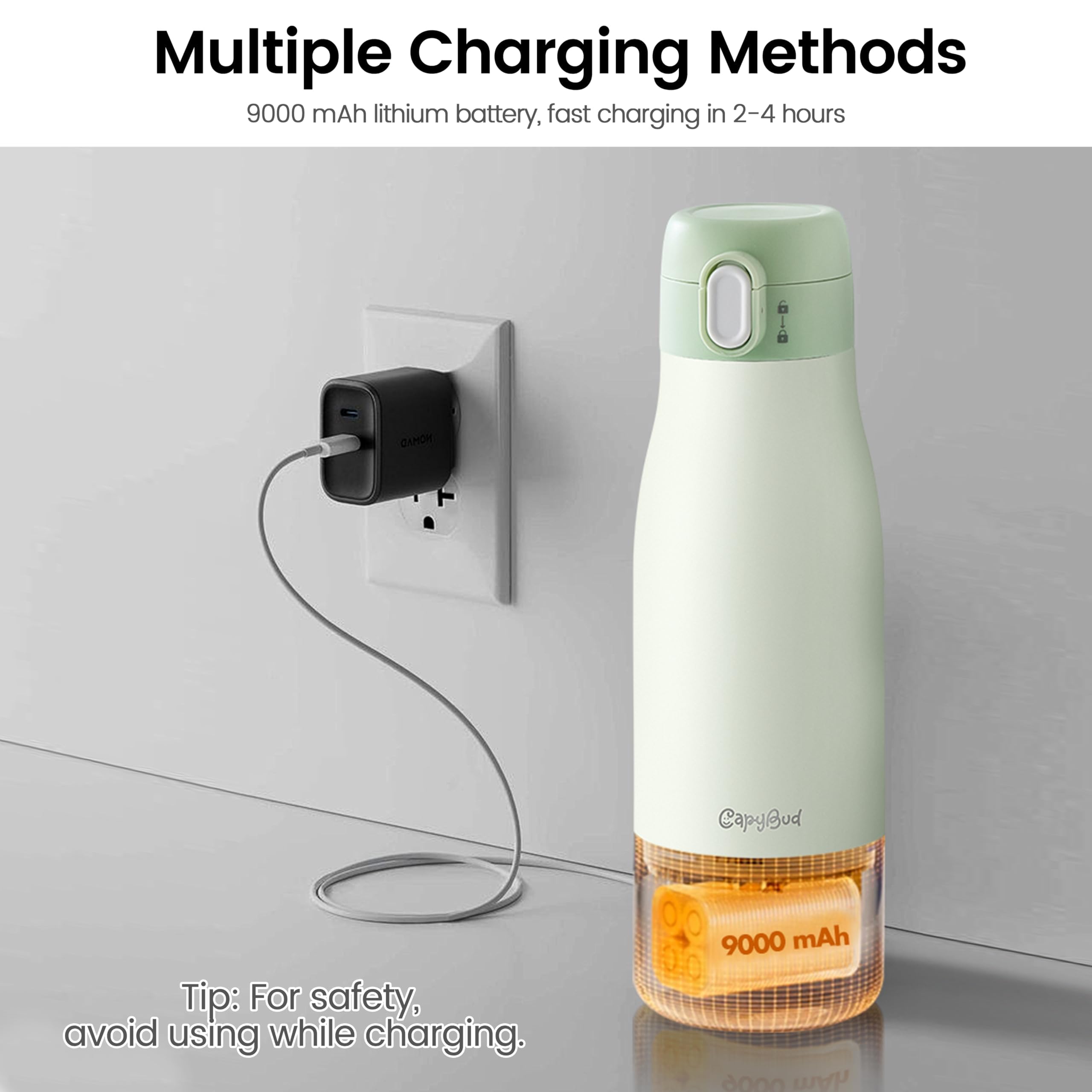 CapyBud keep-warm mode maintains the selected temperature for hours.