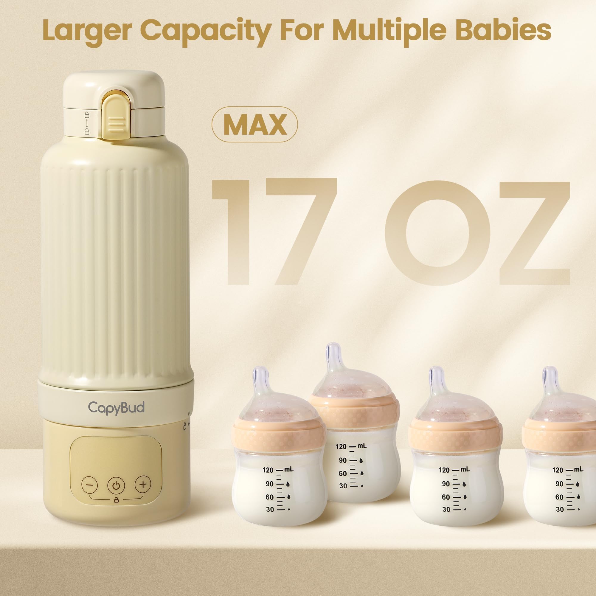 CapyBud bottle warmer keep-warm mode maintaining 98°F