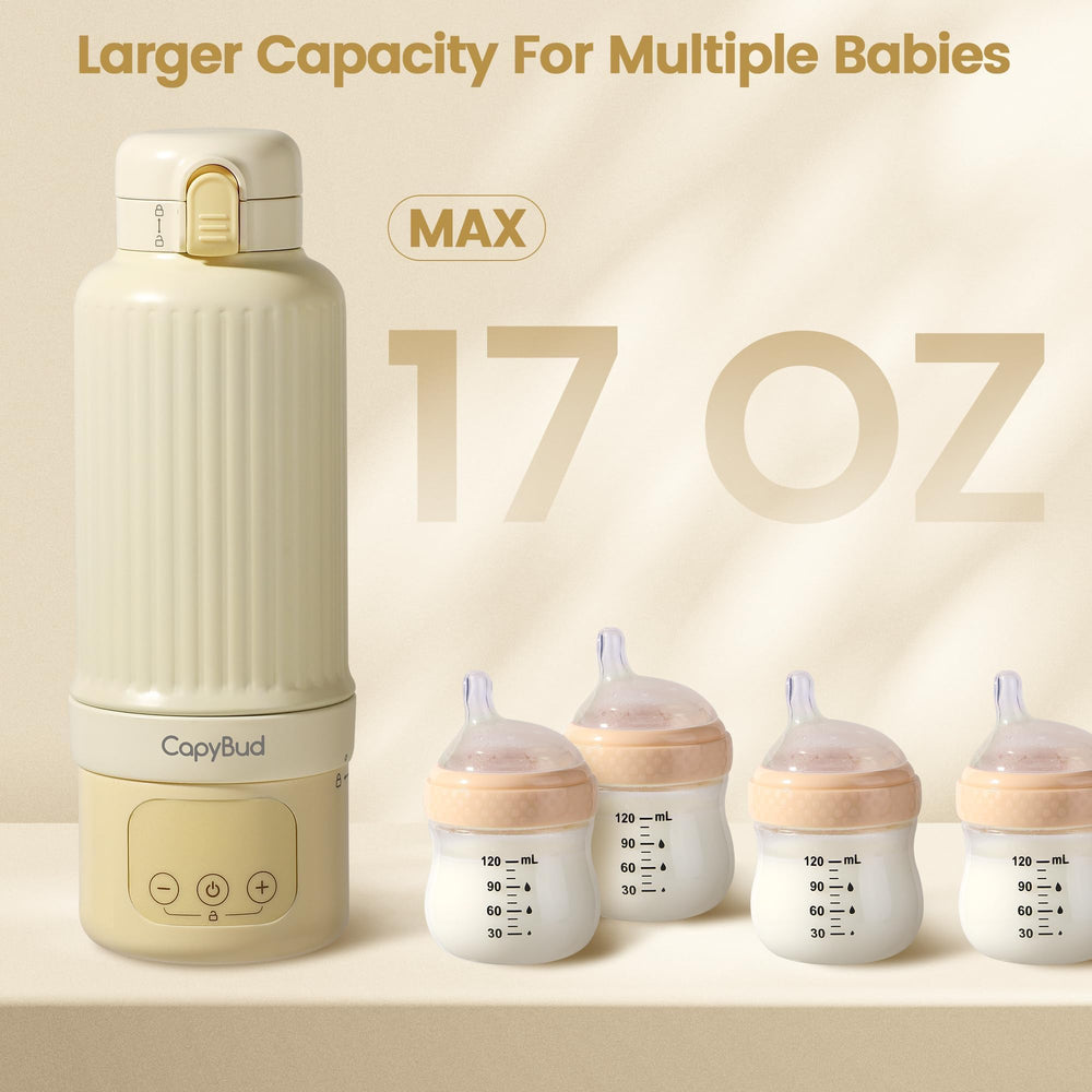 CapyBud bottle warmer keep-warm mode maintaining 98°F