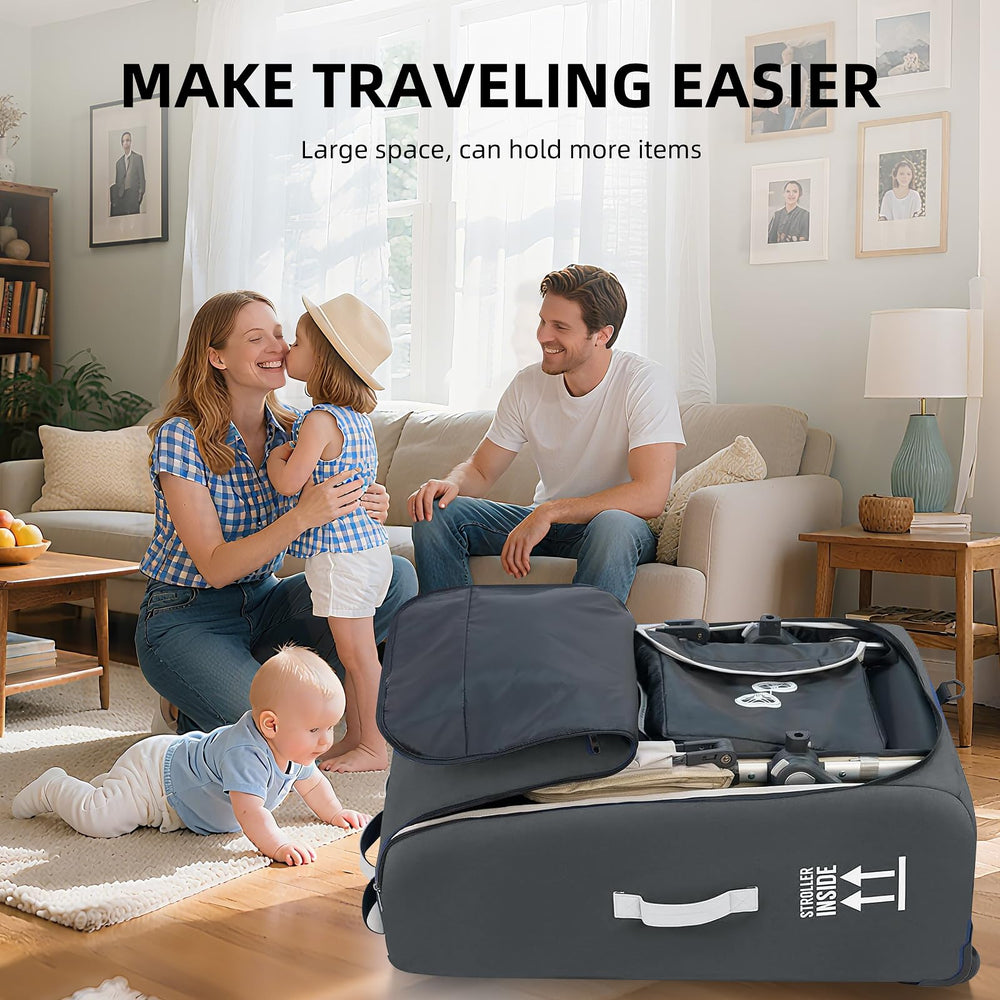 Carambola stroller bag cushioned lining guards against scratches during travel.