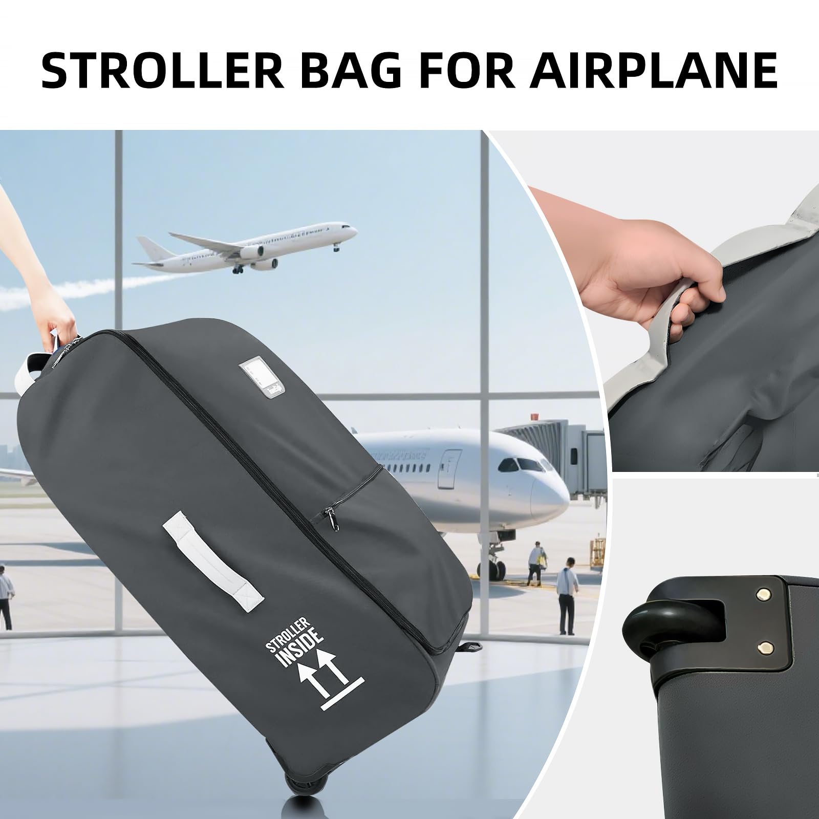 Carambola stroller bag front-pocket helps quick ID at the gate.