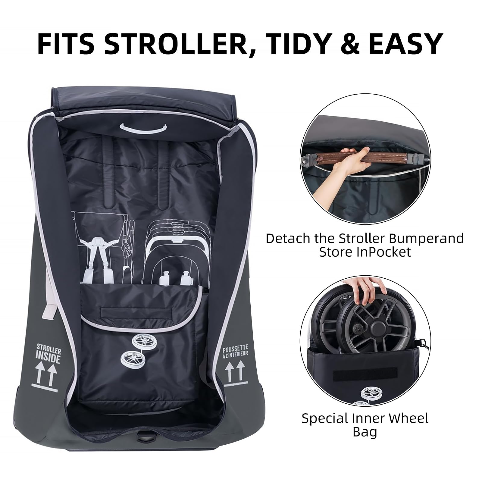 Carambola stroller bag waterproof fabric protects gear in rain.
