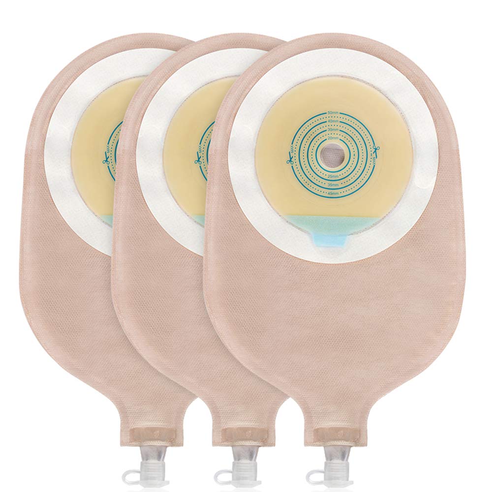 CARBOU 15-piece urostomy bag kit with measure card for cut-to-fit sizing.