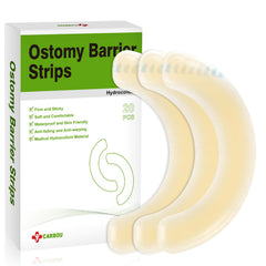 CARBOU ostomy barrier strips box shows packaging for quick setup and storage.