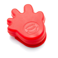 Cardea Solutions Happy Hands door stopper red, front view, protects tiny fingers from pinches.