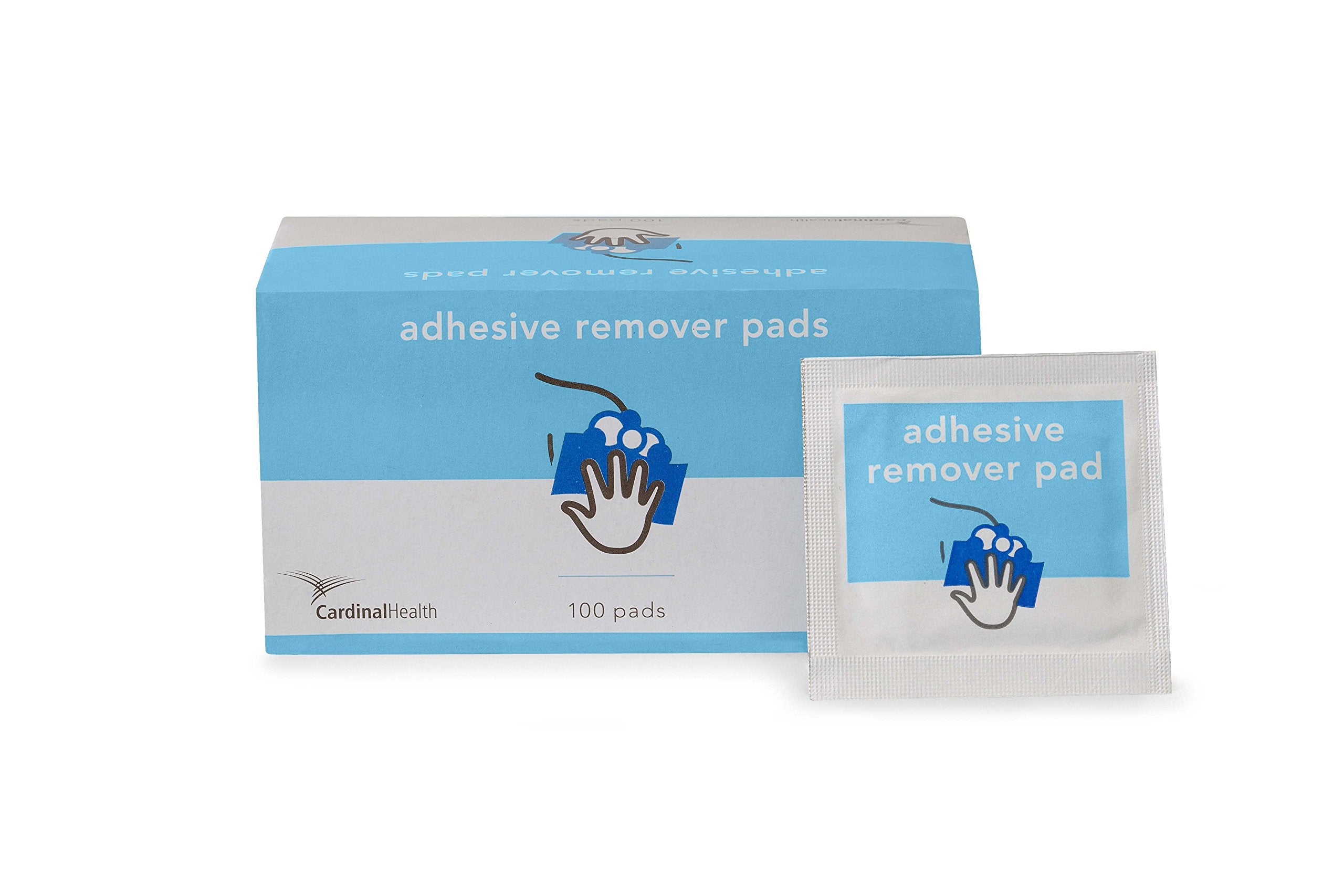 Cardinal Health Adhesive Remover Pad closeup, gentle residue removal after medical tape.