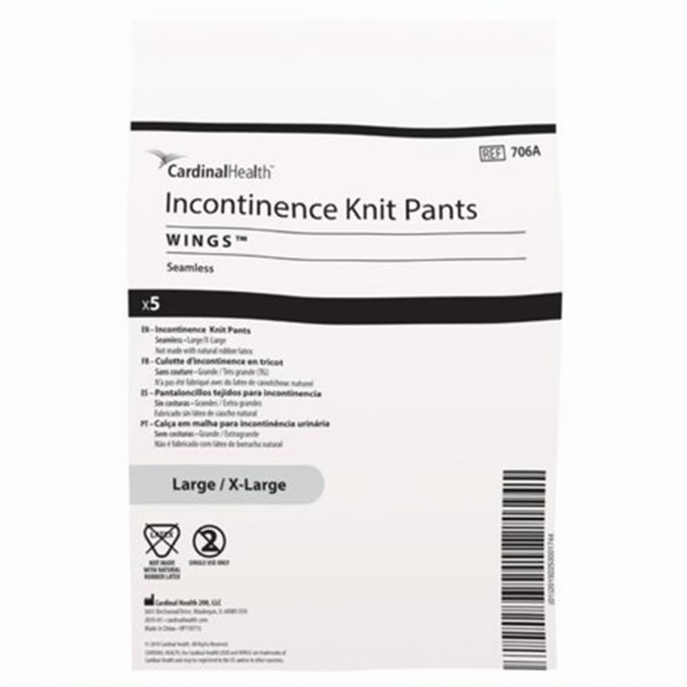 Cardinal Health Wings knit pants front view for discreet, reusable unisex incontinence protection.