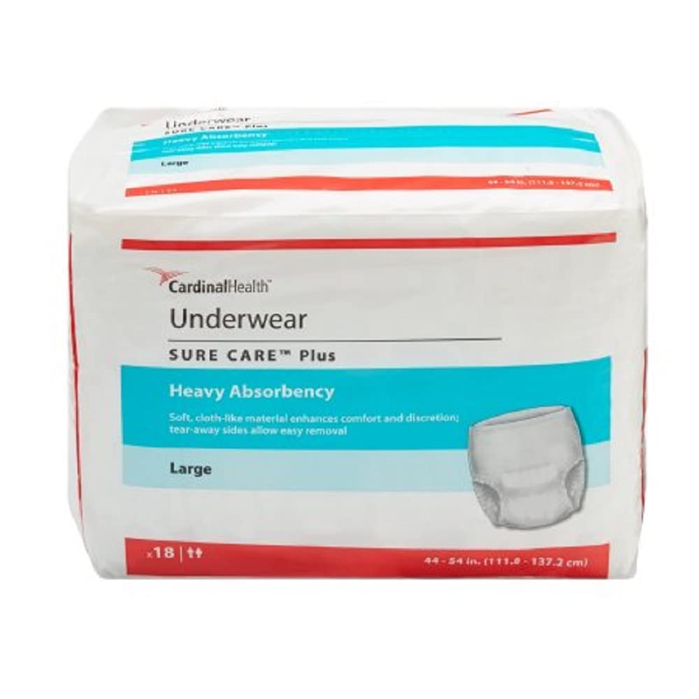 Cardinal Sure Care Plus adult underwear featuring unisex fit and cloth-like backing for discreet comfort.