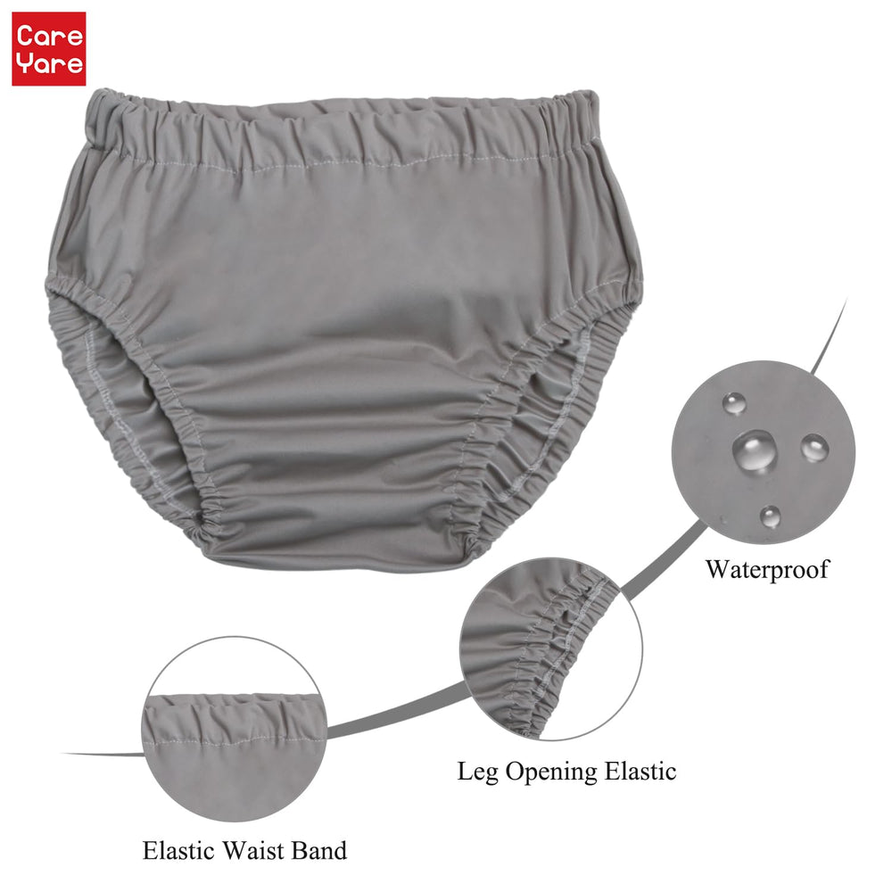 Care Yare noiseless rubber pants offer quiet, comfortable protection.