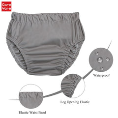Care Yare noiseless rubber pants offer quiet, comfortable protection.