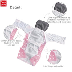 Care Yare snaps and waist adjustment demonstrate a customizable fit for comfort.