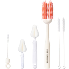 CAREBABYMORE 5-in-1 silicone bottle brush kit cleans bottle mouths thoroughly.