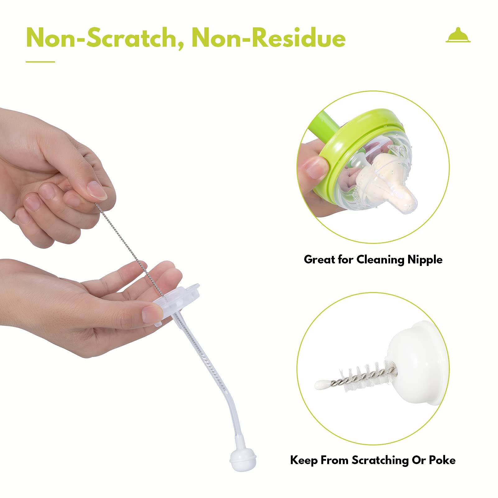 CAREBABYMORE base-hidden nipple cleaner keeps nipple cleaning tucked away.