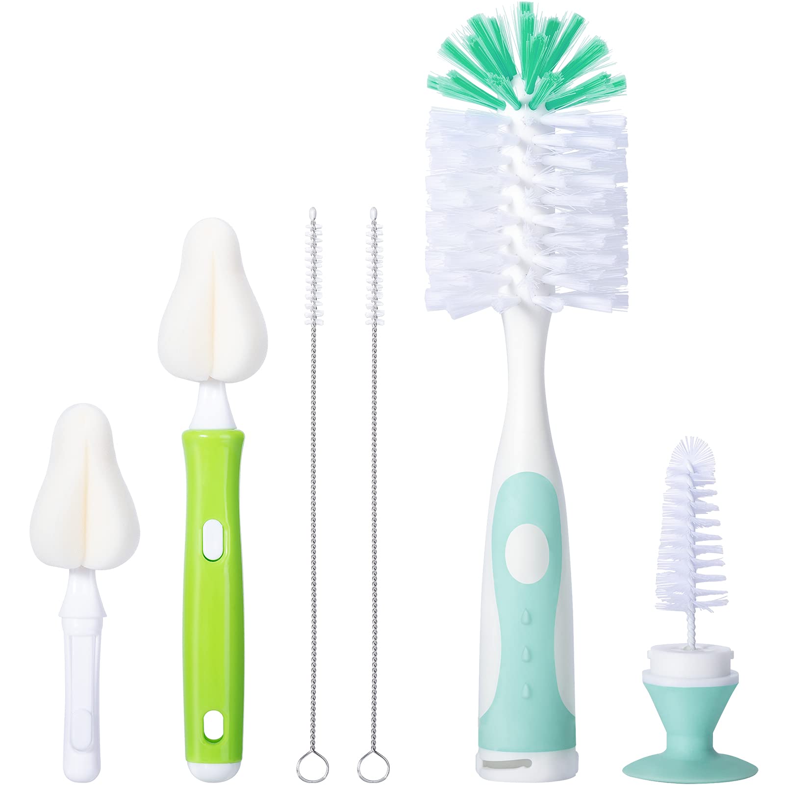 CAREBABYMORE bottle brush with base-hidden nipple cleaner for thorough bottle cleaning