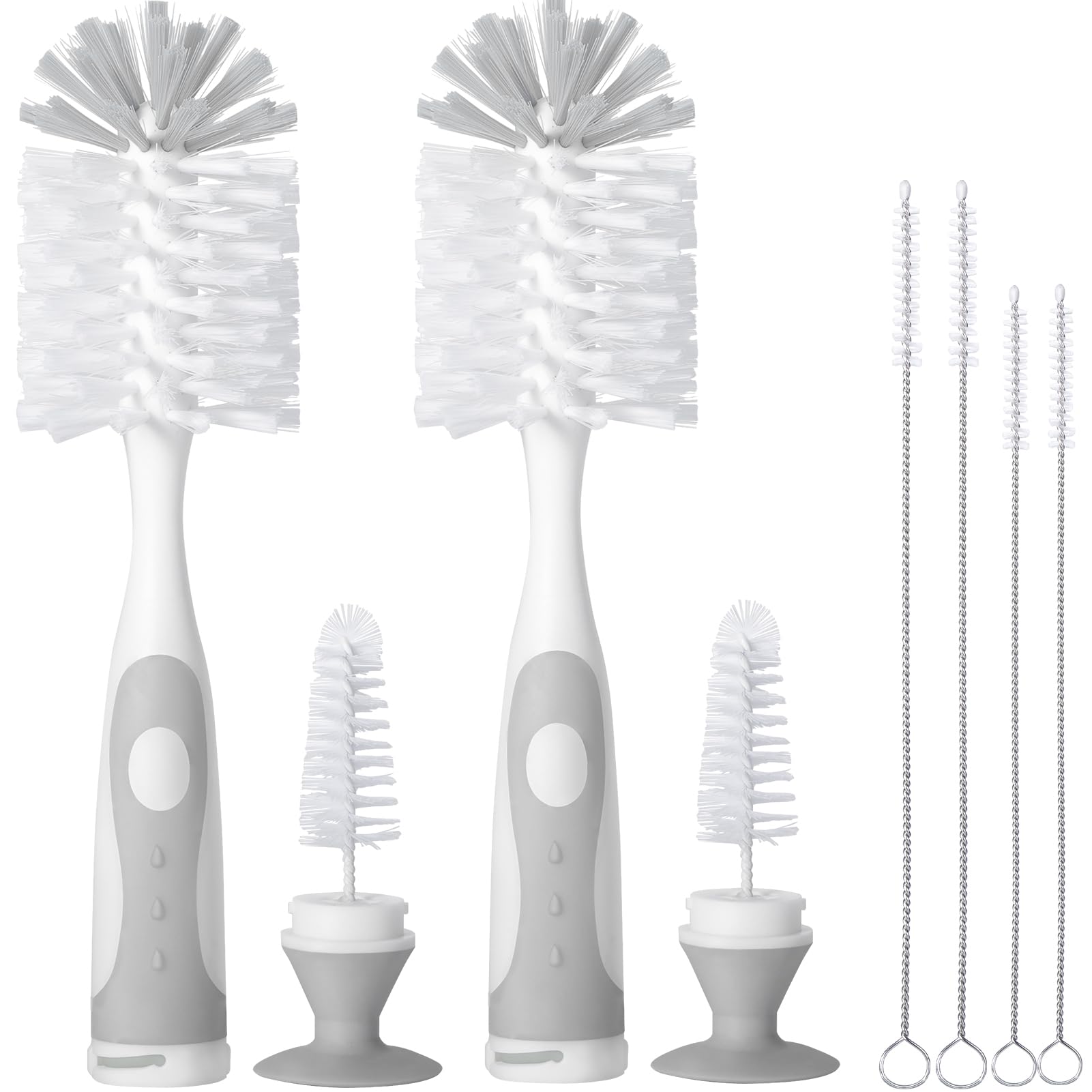 CAREBABYMORE bottle brush with nipple cleaner and straw brushes for easy baby bottle cleaning.