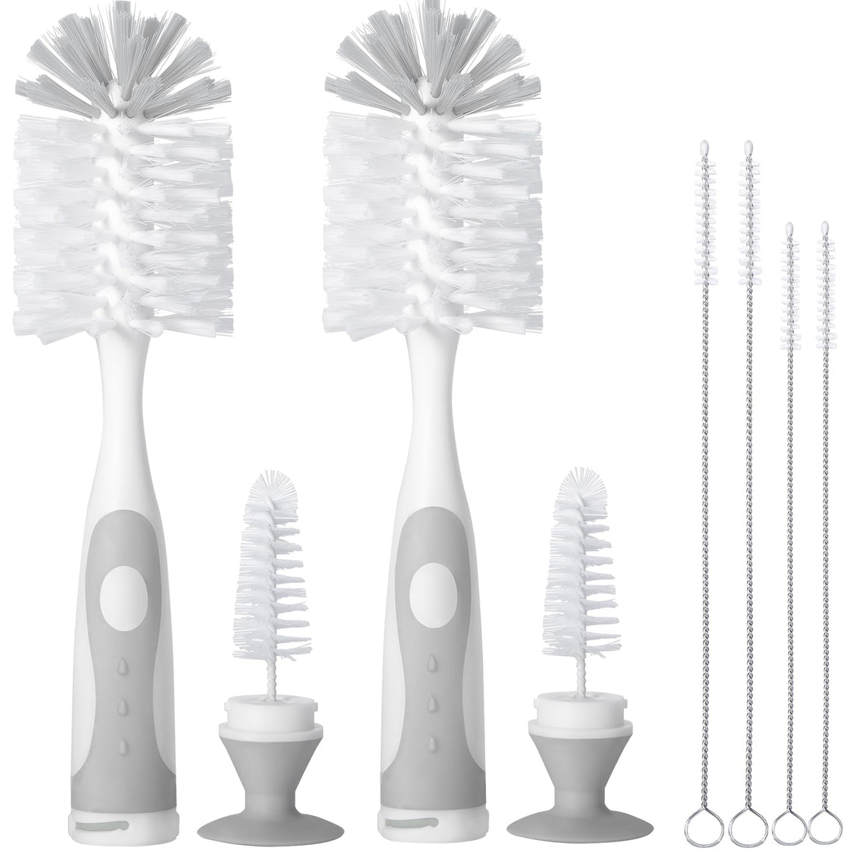 CAREBABYMORE bottle brush with nipple cleaner and straw brushes for easy baby bottle cleaning.