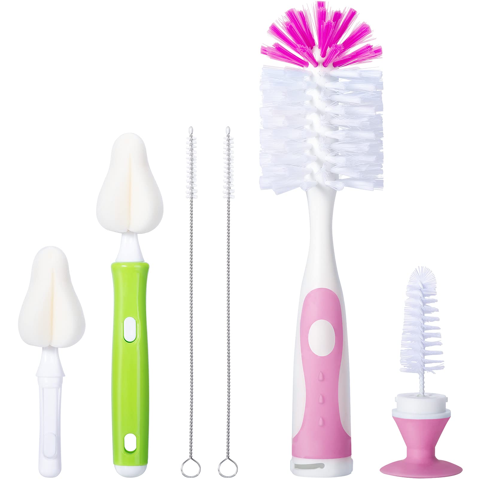 CAREBABYMORE bottle brush nylon 10.2-inch deep cleans bottles with hidden nipple cleaner.