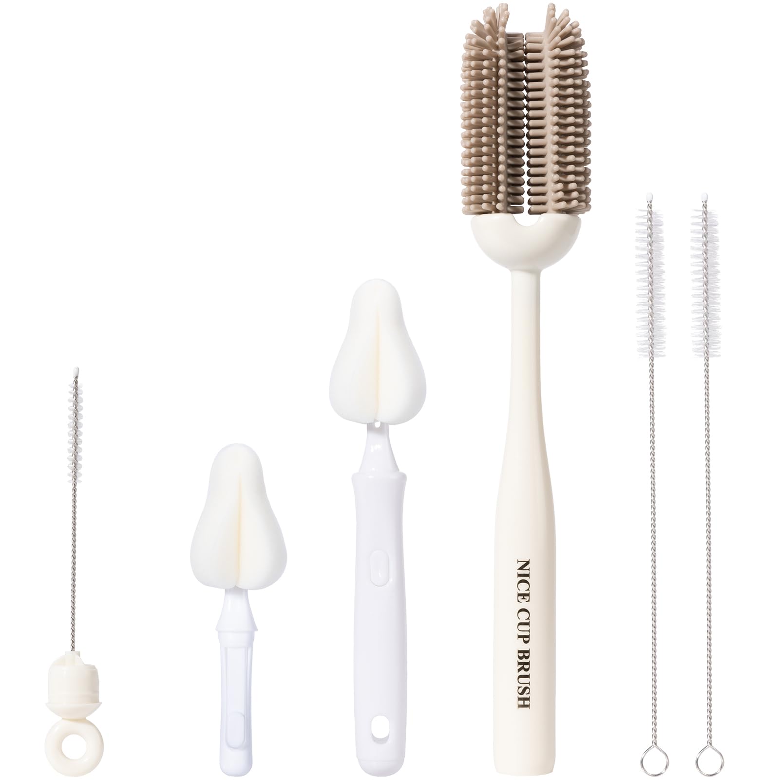 CAREBABYMORE bottle brush silicone 11.4-inch reaches bottle mouths for thorough cleaning.