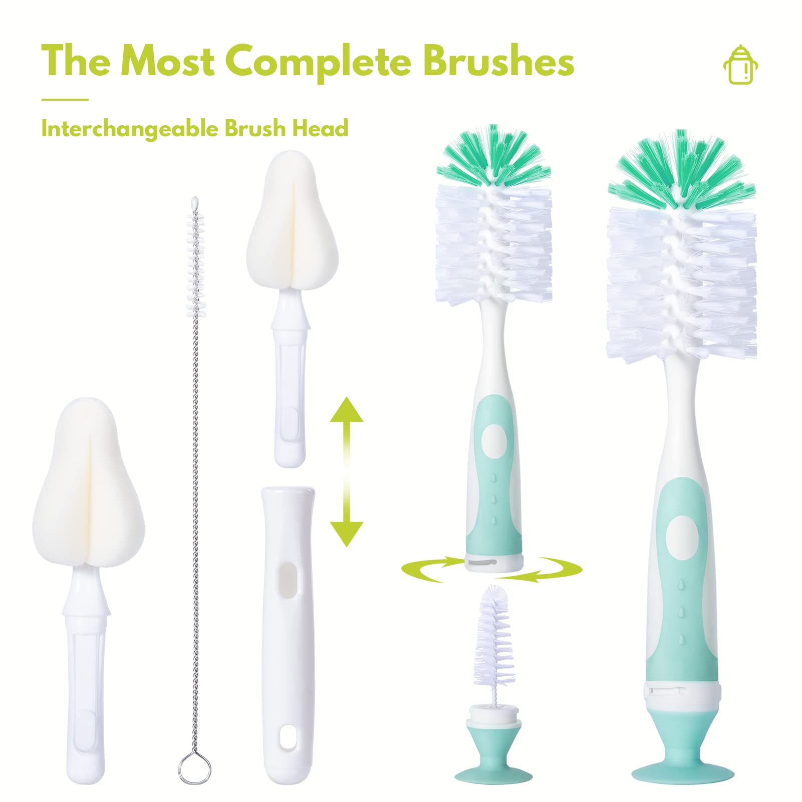 CAREBABYMORE cleaning set in use on a bottle