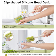 CAREBABYMORE hidden nylon straw brush reaches tight corners for thorough straw cleaning.