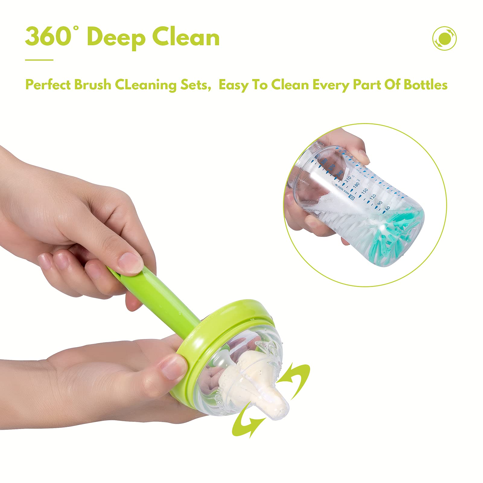 CAREBABYMORE nylon brush 10.2-inch suitable for wide-neck bottles
