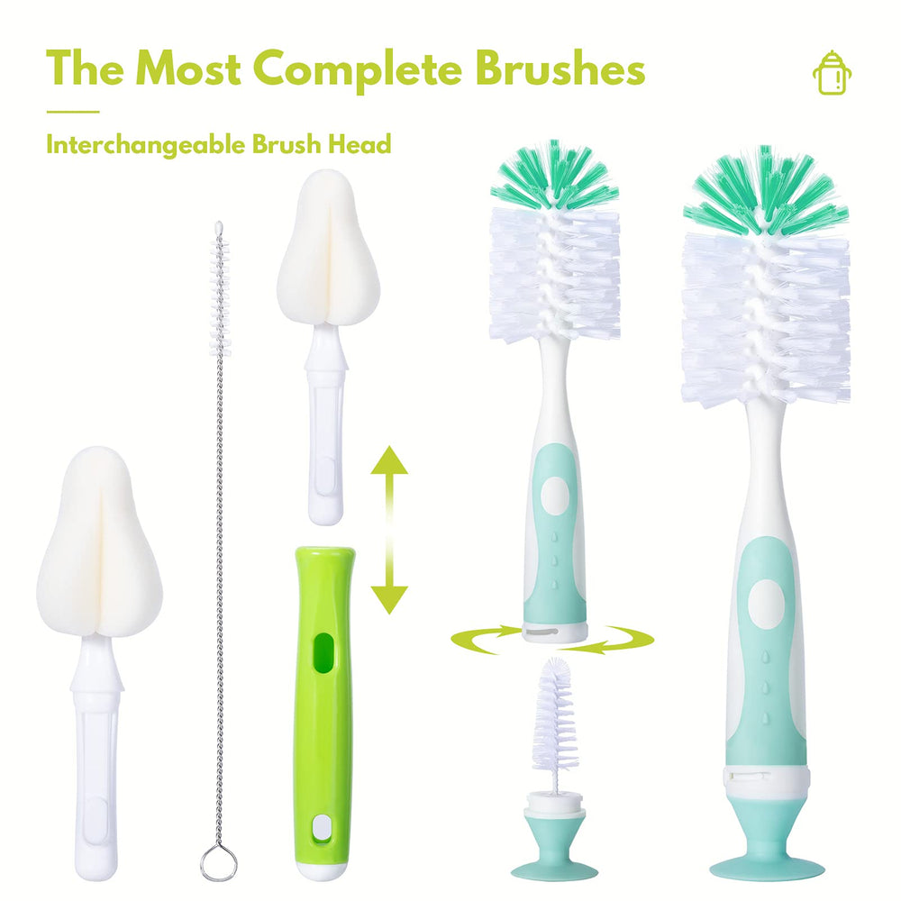 CAREBABYMORE suction cup storage helps keep brushes within reach.