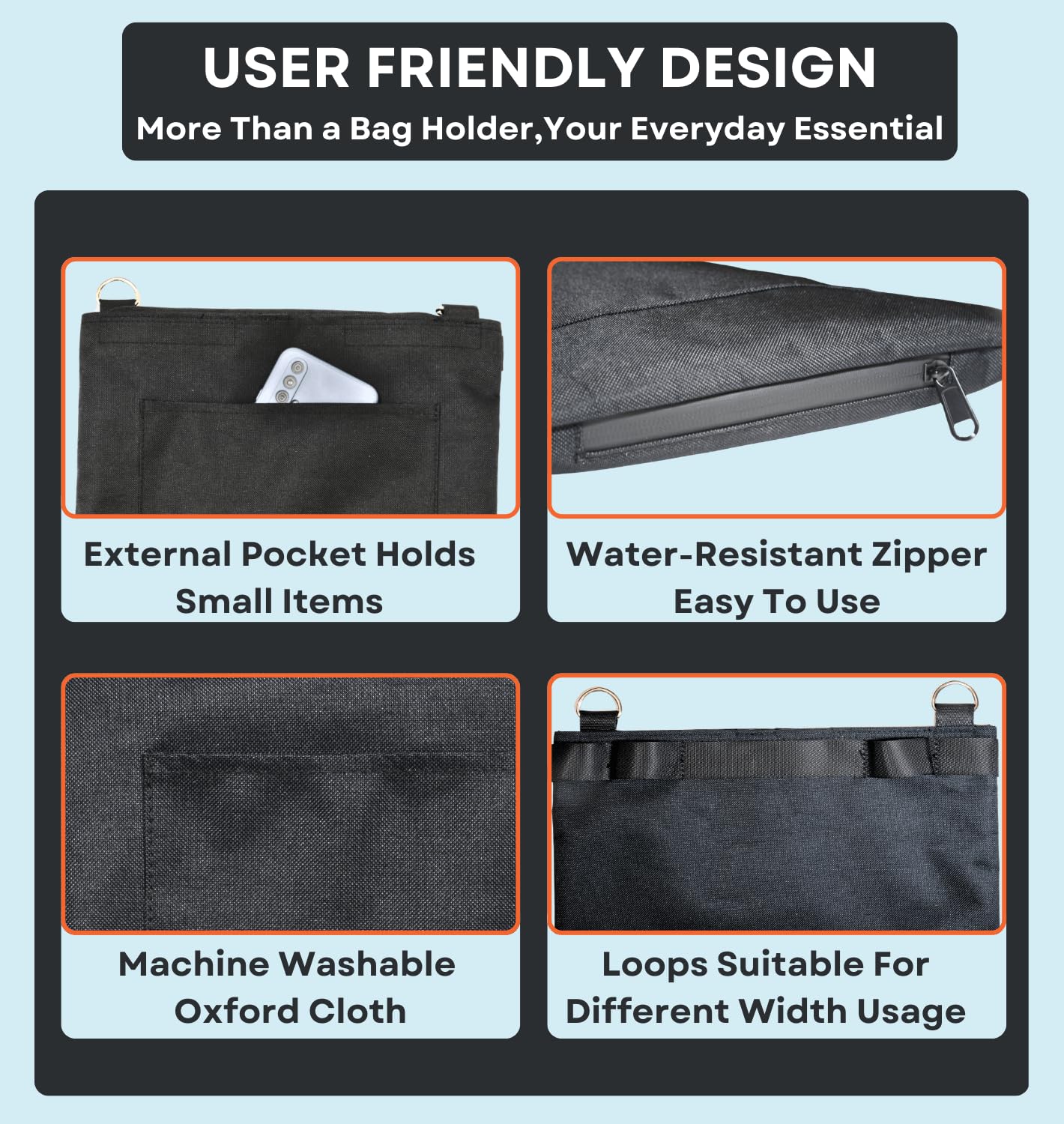 Caredgitz Catheter Bag Holder durable-zipper supports easy drainage and long-lasting use.