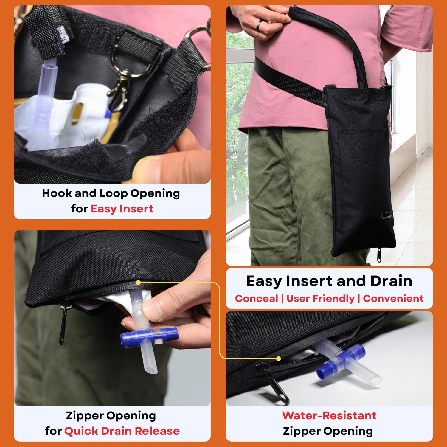 Caredgitz nephrostomy bag cover side pocket keeps essentials accessible.