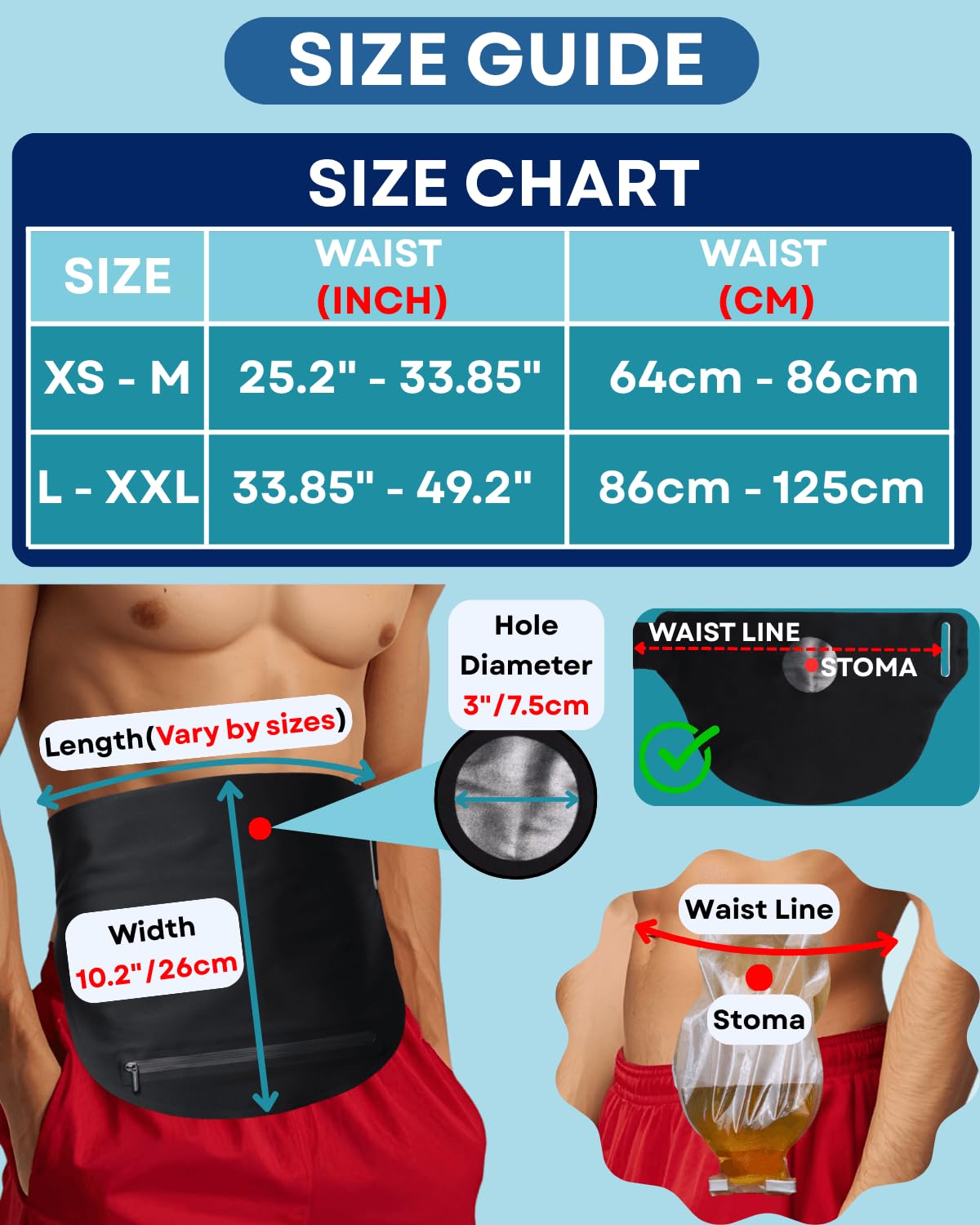 Caredgitz ostomy belt offers size options for most waists.