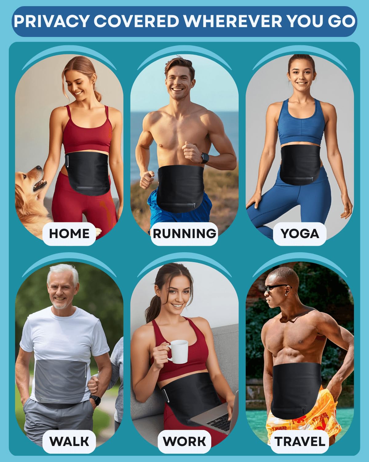Caredgitz ostomy belt water-repellent fabric for daily activities.