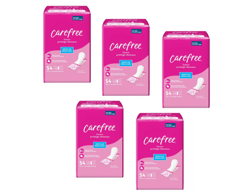 Carefree Acti-Fresh Bodyshape pantiliner pack of 54 liners offers discreet daily protection.