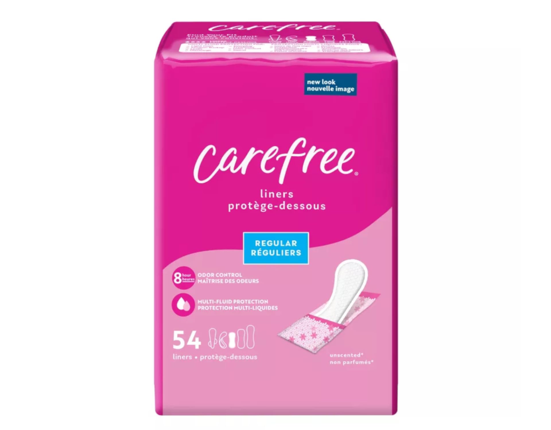 Carefree Acti-Fresh pantiliner slim surface detail suggests quick absorption.