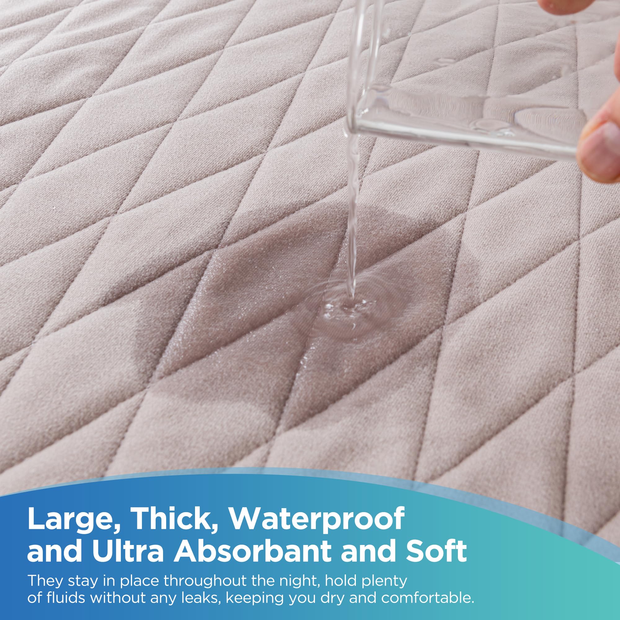 Careland underpads with diversion design channeling liquids to edges.