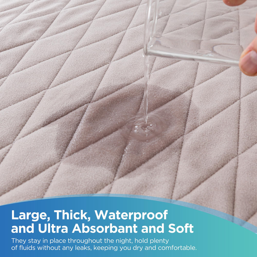 Careland underpads with diversion design channeling liquids to edges.